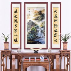 三联中堂画有框客厅挂画农村堂屋大气山水画大堂对联字画