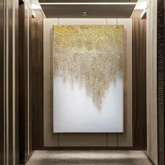 纯手绘油画现代轻奢玄关抽象挂画别墅客厅金箔装饰画肌理金粉壁画 拉丝经典金 50*70cm