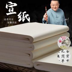 六品堂 文房四宝熟宣纸四尺对开国画书法创作生宣纸毛笔书法练习纸 四尺四开100张