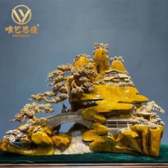 唯艺思佳 金丝楠木乌木阴沉木山里人家木雕根雕山水摆件家居玄关客厅装饰公司老板办公室摆设高档乔迁开业礼 联系客服选款下单